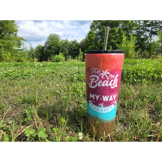 the beach is my therapy, tumbler