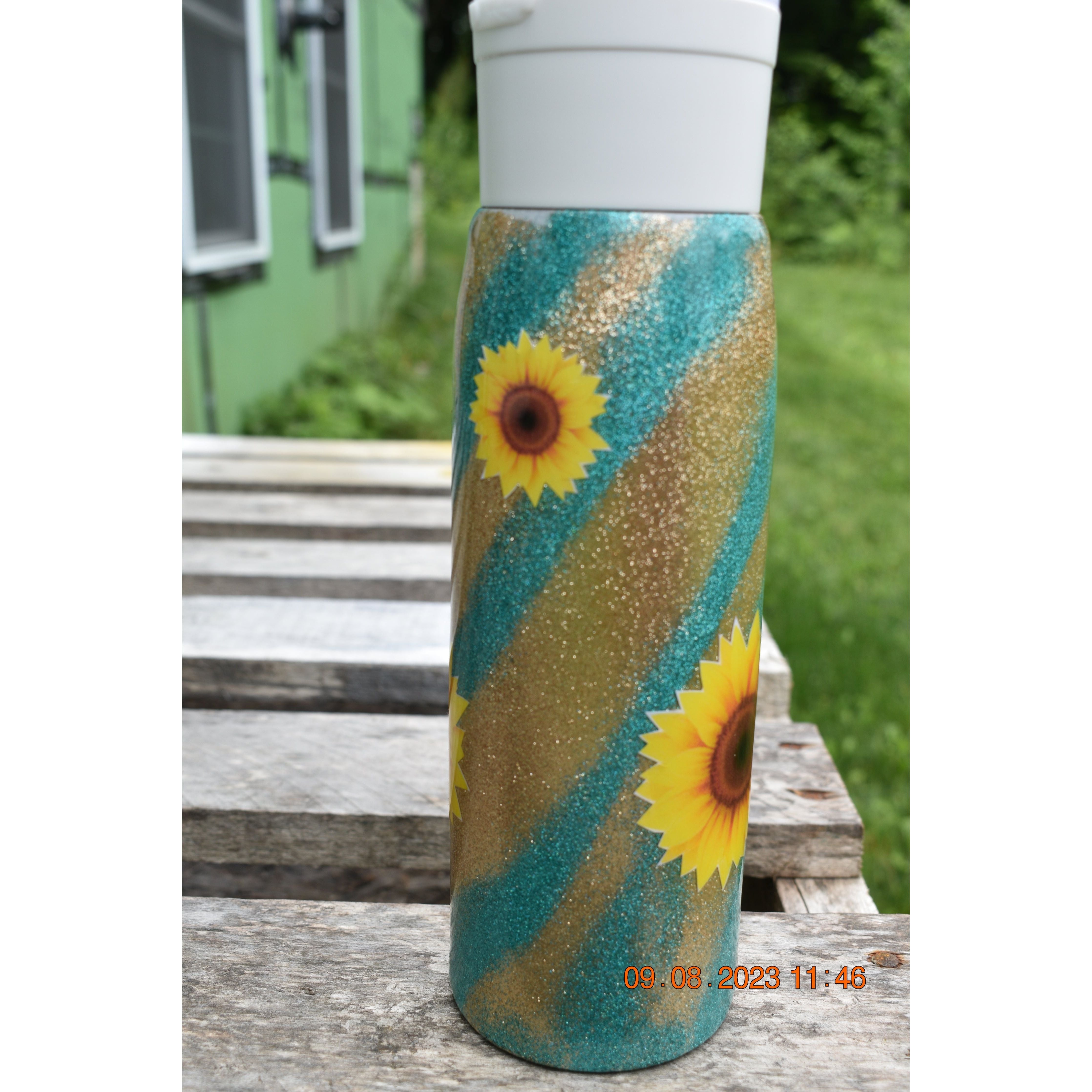 Swirl sunflower, Bluetooth speaker tumbler