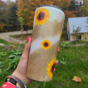 Sunflower 17 Oz. Wine Glass Hand painted